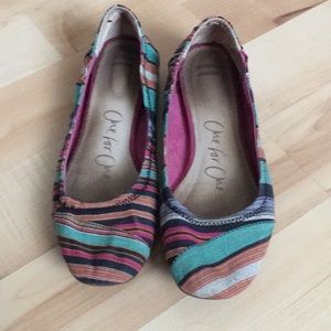 Toms Multi Color Striped Ballet Flats